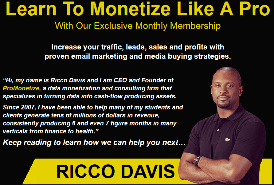 Ricco Davis - ProMonetizer Monetization Lab + BONUS
