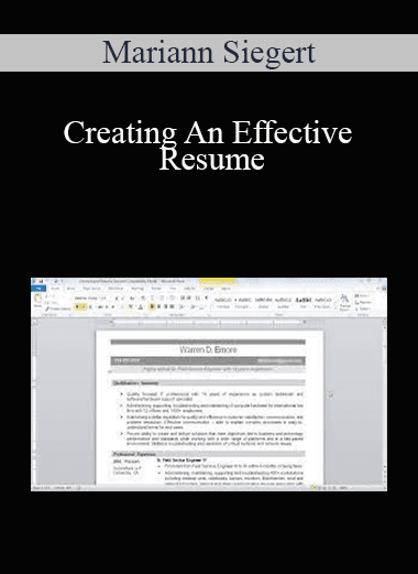 Mariann Siegert - Creating An Effective Resume