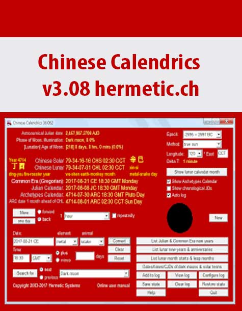 Chinese Calendrics v3.08 hermetic.ch