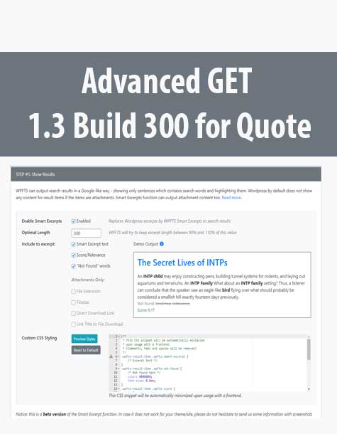 Advanced GET 1.3 Build 300 for Quote